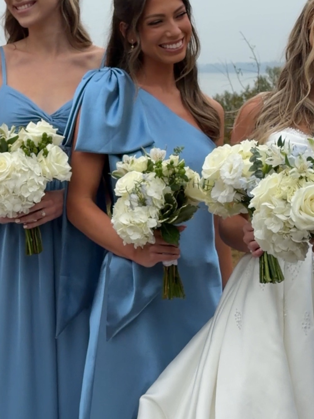 Azazie One-Shoulder Satin Dress in Dusty Blue
